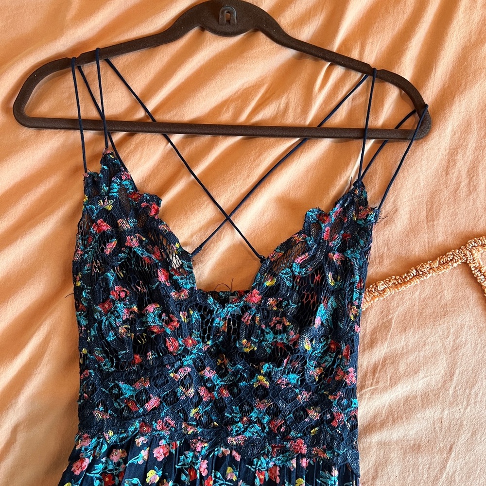 Free People Floral Lace Strappy Dress - XS